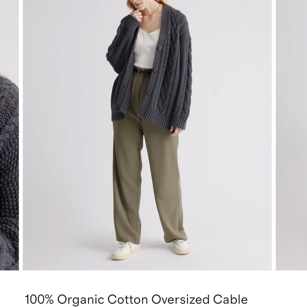 Quince Organic Cotton Oversized Cable Sweater - Gray